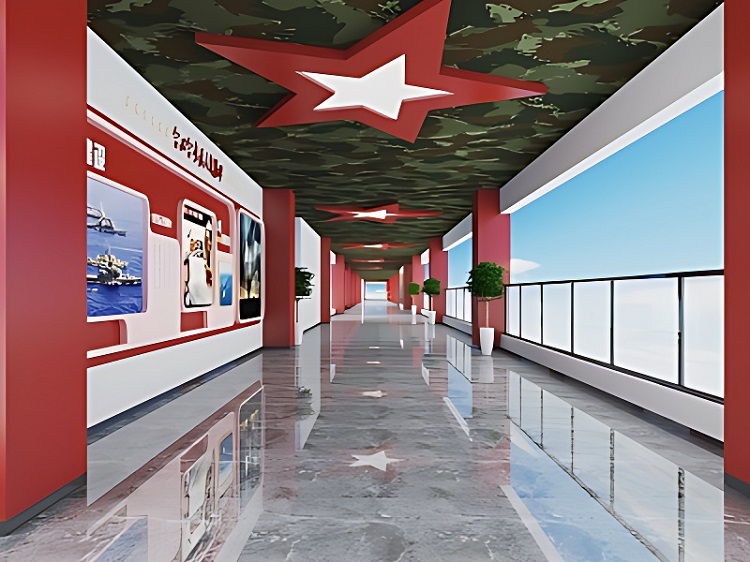 河南部队教育长廊设计-国防知识多元化展示